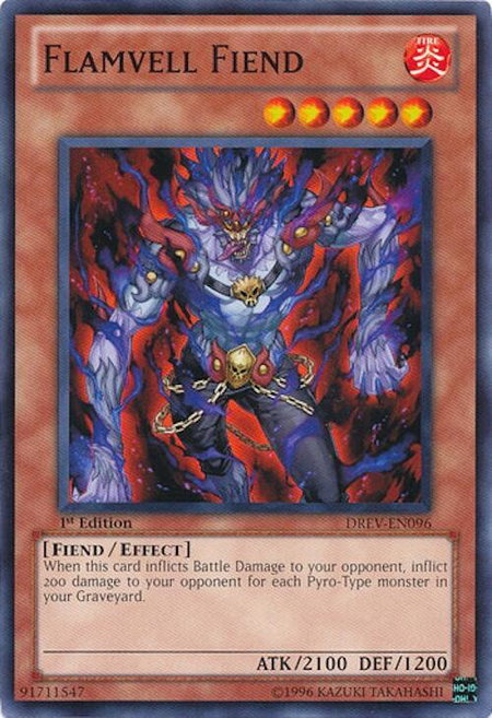 Flamvell Fiend trading card from Duelist Revolution Flamvell Fiend - Duelist Revolution YuGiOh trading card