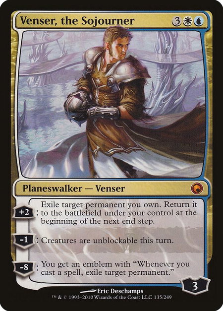 Venser, the Sojourner trading card from Scars of Mirrodin Venser, the Sojourner - Scars of Mirrodin Magic: The Gathering trading card