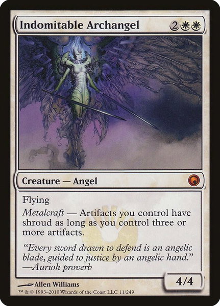 Indomitable Archangel trading card from Scars of Mirrodin Indomitable Archangel - Scars of Mirrodin Magic: The Gathering trading card