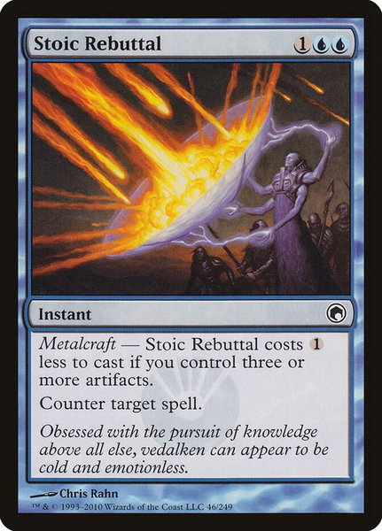 Stoic Rebuttal trading card from Scars of Mirrodin Stoic Rebuttal - Scars of Mirrodin Magic: The Gathering trading card