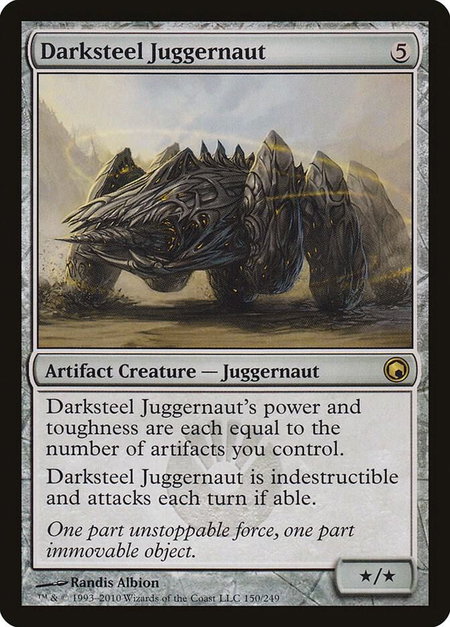 Darksteel Juggernaut trading card from Scars of Mirrodin Darksteel Juggernaut - Scars of Mirrodin Magic: The Gathering trading card