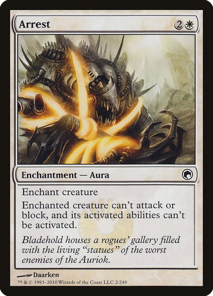 Arrest trading card from Scars of Mirrodin Arrest - Scars of Mirrodin Magic: The Gathering trading card