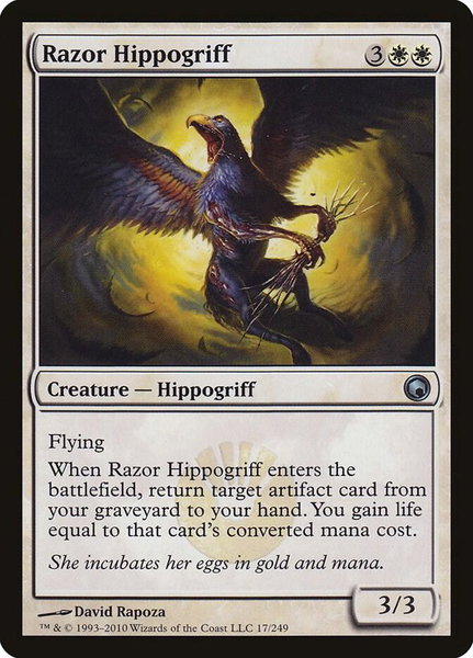 Razor Hippogriff trading card from Scars of Mirrodin Razor Hippogriff - Scars of Mirrodin Magic: The Gathering trading card