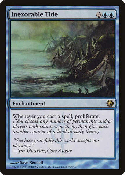 Inexorable Tide trading card from Scars of Mirrodin Inexorable Tide - Scars of Mirrodin Magic: The Gathering trading card