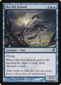 Sky-Eel School - Scars of Mirrodin (SOM) #44 - Common Magic: The Gathering Trading Card