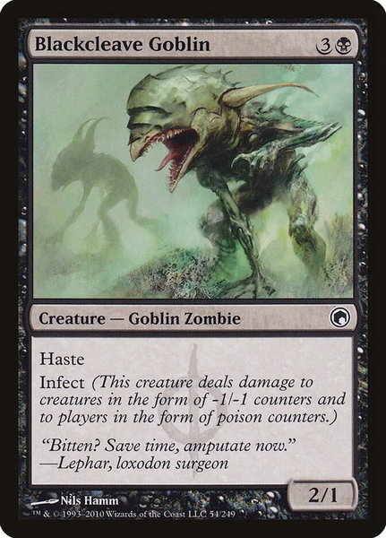 Blackcleave Goblin trading card from Scars of Mirrodin Blackcleave Goblin - Scars of Mirrodin Magic: The Gathering trading card