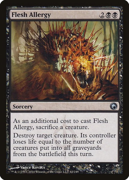 Flesh Allergy trading card from Scars of Mirrodin Flesh Allergy - Scars of Mirrodin Magic: The Gathering trading card