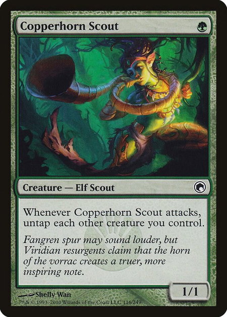 Copperhorn Scout trading card from Scars of Mirrodin Copperhorn Scout - Scars of Mirrodin Magic: The Gathering trading card