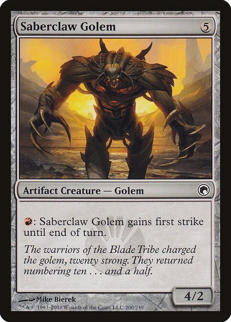 Saberclaw Golem - Scars of Mirrodin Magic: The Gathering trading card