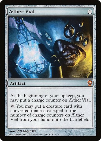 Aether Vial trading card from From the Vault: Relics Aether Vial - From the Vault: Relics Magic: The Gathering trading card