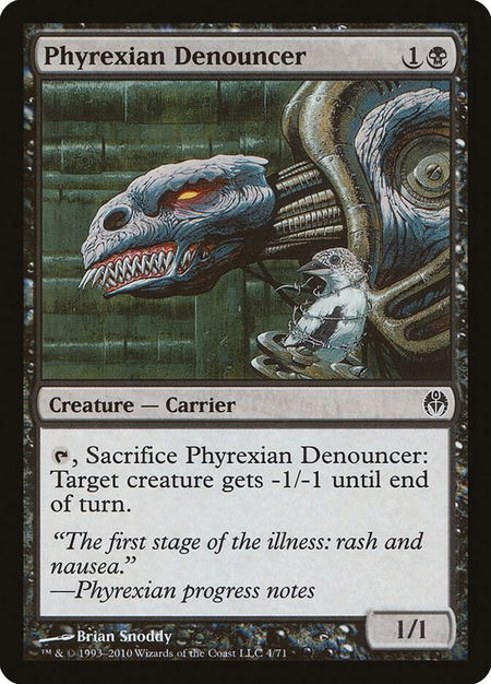Phyrexian Denouncer trading card from Duel Decks: Phyrexia vs. the Coalition Phyrexian Denouncer - Duel Decks: Phyrexia vs. the Coalition Magic: The Gathering trading card