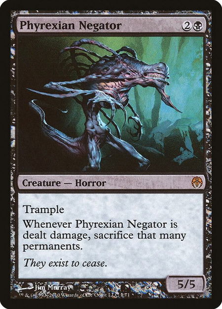 Phyrexian Negator trading card from Duel Decks: Phyrexia vs. the Coalition Phyrexian Negator - Duel Decks: Phyrexia vs. the Coalition Magic: The Gathering trading card