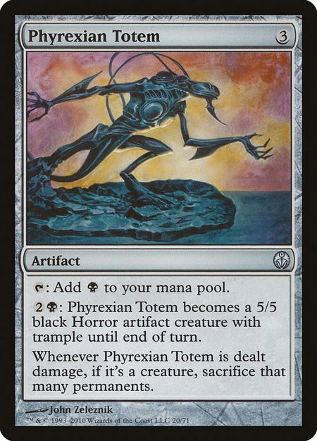 Phyrexian Totem trading card from Duel Decks: Phyrexia vs. the Coalition Phyrexian Totem - Duel Decks: Phyrexia vs. the Coalition Magic: The Gathering trading card