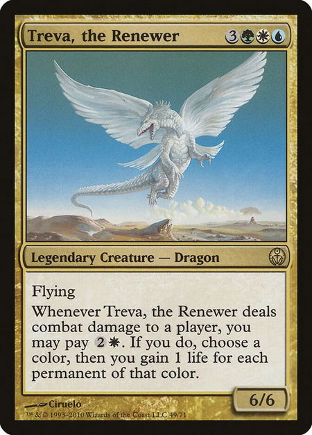 Treva, the Renewer trading card from Duel Decks: Phyrexia vs. the Coalition Treva, the Renewer - Duel Decks: Phyrexia vs. the Coalition Magic: The Gathering trading card