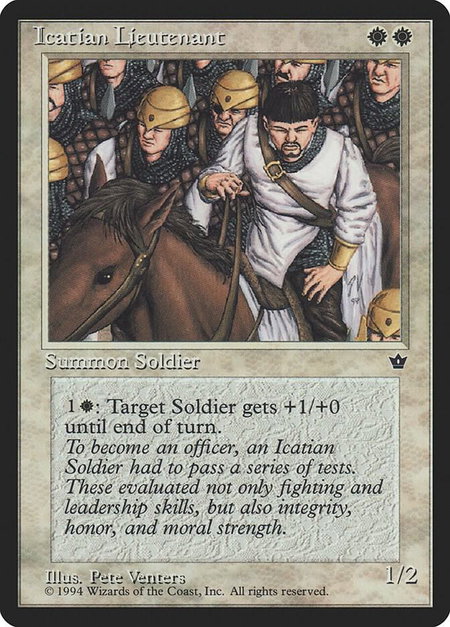 Icatian Lieutenant trading card from Fallen Empires Icatian Lieutenant - Fallen Empires Magic: The Gathering trading card