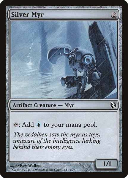 Silver Myr trading card from Duel Decks: Elspeth vs. Tezzeret Silver Myr - Duel Decks: Elspeth vs. Tezzeret Magic: The Gathering trading card