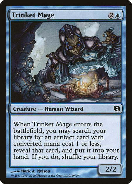 Trinket Mage trading card from Duel Decks: Elspeth vs. Tezzeret Trinket Mage - Duel Decks: Elspeth vs. Tezzeret Magic: The Gathering trading card