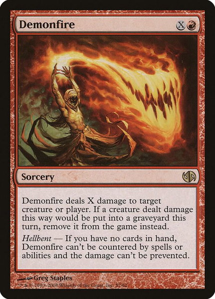 Demonfire trading card from Duel Decks: Jace vs. Chandra Demonfire - Duel Decks: Jace vs. Chandra Magic: The Gathering trading card