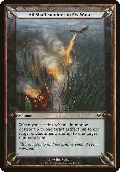 All Shall Smolder in My Wake (Archenemy) trading card from Oversize Cards All Shall Smolder in My Wake (Archenemy) - Oversize Cards Magic: The Gathering trading card