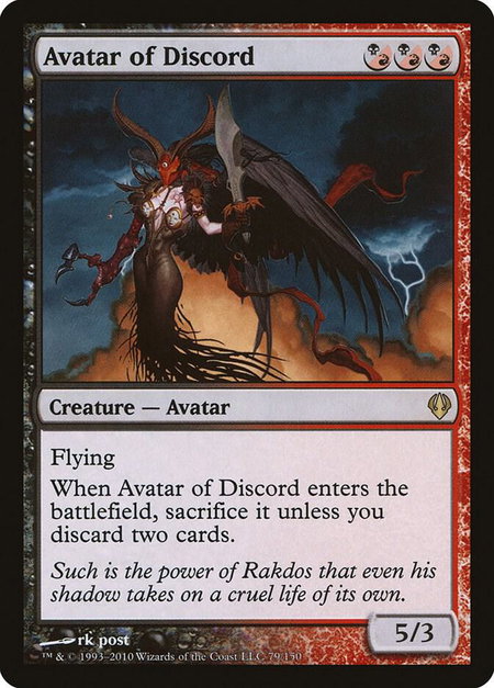 Avatar of Discord trading card from Archenemy Avatar of Discord - Archenemy Magic: The Gathering trading card