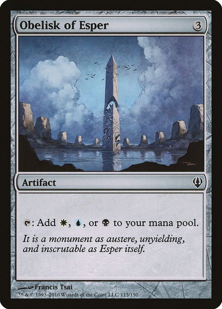 Obelisk of Esper trading card from Archenemy Obelisk of Esper - Archenemy Magic: The Gathering trading card