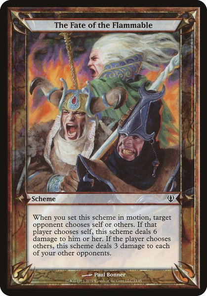 The Fate of the Flammable (Archenemy) - Oversize Cards Magic: The Gathering trading card
