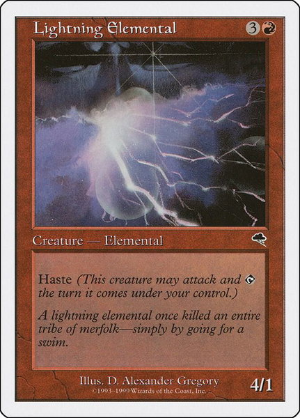 Lightning Elemental trading card from Battle Royale Box Set Lightning Elemental - Battle Royale Box Set Magic: The Gathering trading card