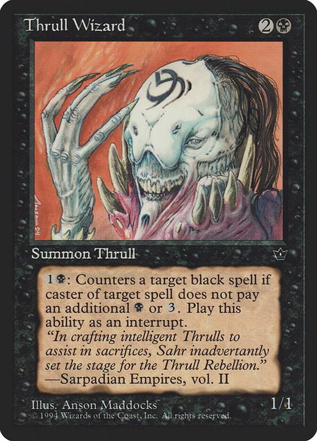 Thrull Wizard trading card from Fallen Empires Thrull Wizard - Fallen Empires Magic: The Gathering trading card