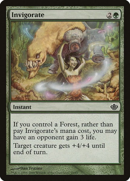 Invigorate trading card from Duel Decks: Garruk vs. Liliana Invigorate - Duel Decks: Garruk vs. Liliana Magic: The Gathering trading card