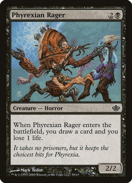 Phyrexian Rager trading card from Duel Decks: Garruk vs. Liliana Phyrexian Rager - Duel Decks: Garruk vs. Liliana Magic: The Gathering trading card