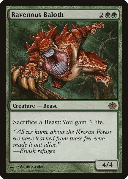 Ravenous Baloth trading card from Duel Decks: Garruk vs. Liliana Ravenous Baloth - Duel Decks: Garruk vs. Liliana Magic: The Gathering trading card