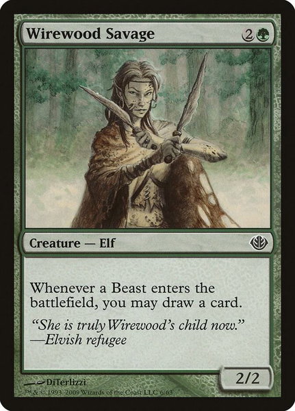 Wirewood Savage trading card from Duel Decks: Garruk vs. Liliana Wirewood Savage - Duel Decks: Garruk vs. Liliana Magic: The Gathering trading card