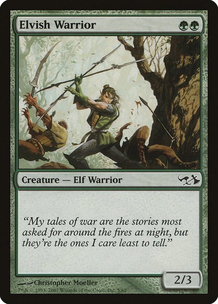Elvish Warrior trading card from Duel Decks: Elves vs. Goblins Elvish Warrior - Duel Decks: Elves vs. Goblins Magic: The Gathering trading card