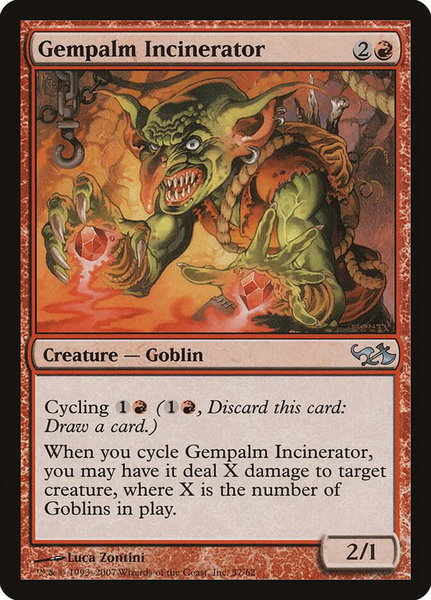 Gempalm Incinerator trading card from Duel Decks: Elves vs. Goblins Gempalm Incinerator - Duel Decks: Elves vs. Goblins Magic: The Gathering trading card