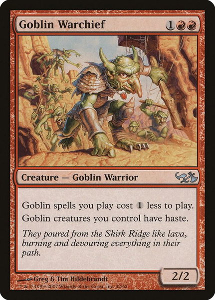 Goblin Warchief trading card from Duel Decks: Elves vs. Goblins Goblin Warchief - Duel Decks: Elves vs. Goblins Magic: The Gathering trading card