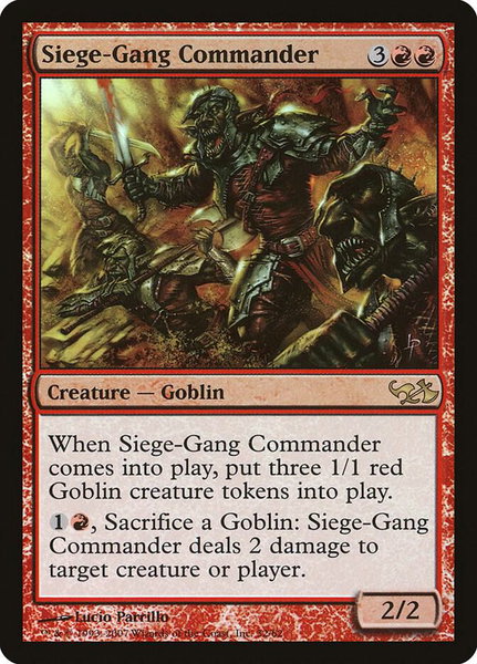 Siege-Gang Commander trading card from Duel Decks: Elves vs. Goblins Siege-Gang Commander - Duel Decks: Elves vs. Goblins Magic: The Gathering trading card