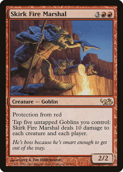 Skirk Fire Marshal trading card from Duel Decks: Elves vs. Goblins Skirk Fire Marshal - Duel Decks: Elves vs. Goblins Magic: The Gathering trading card