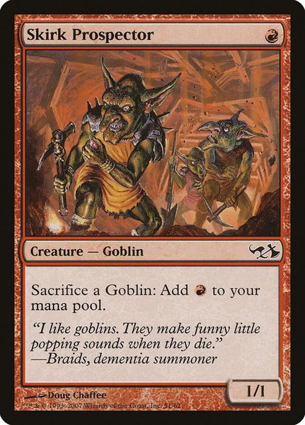 Skirk Prospector trading card from Duel Decks: Elves vs. Goblins Skirk Prospector - Duel Decks: Elves vs. Goblins Magic: The Gathering trading card