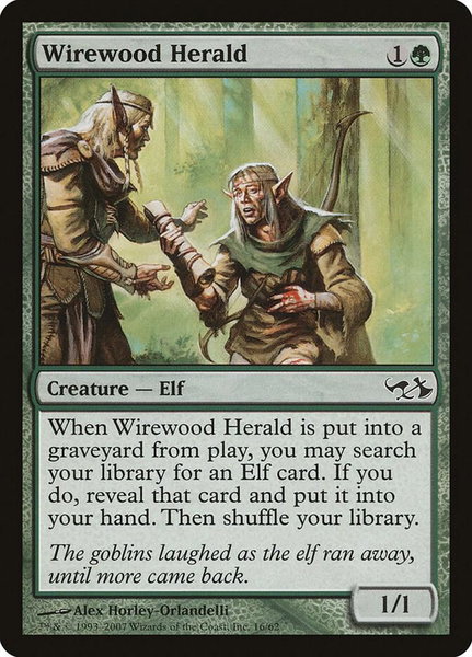 Wirewood Herald trading card from Duel Decks: Elves vs. Goblins Wirewood Herald - Duel Decks: Elves vs. Goblins Magic: The Gathering trading card