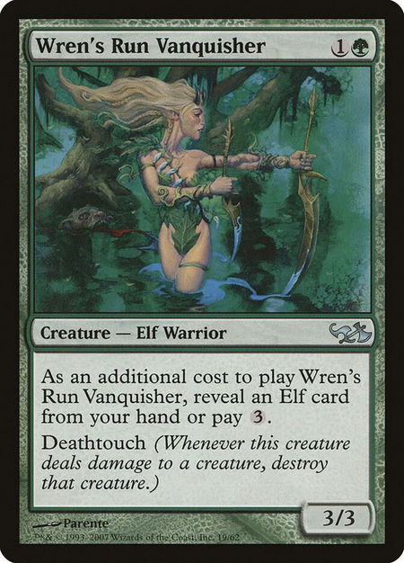 Wren's Run Vanquisher trading card from Duel Decks: Elves vs. Goblins Wren's Run Vanquisher - Duel Decks: Elves vs. Goblins Magic: The Gathering trading card