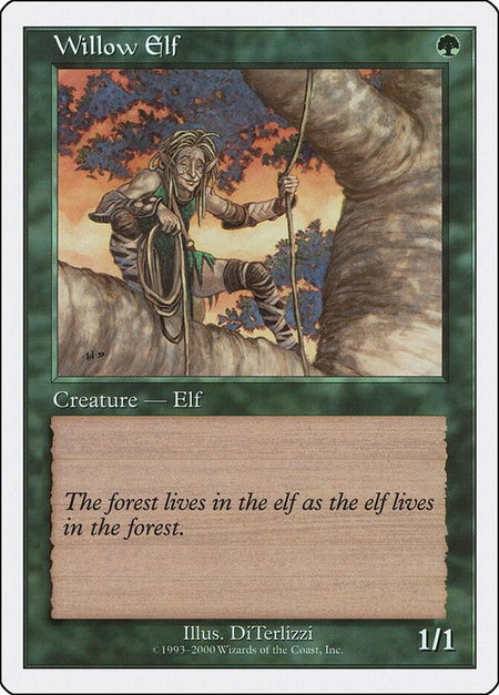 Willow Elf trading card from Starter 2000 Willow Elf - Starter 2000 Magic: The Gathering trading card