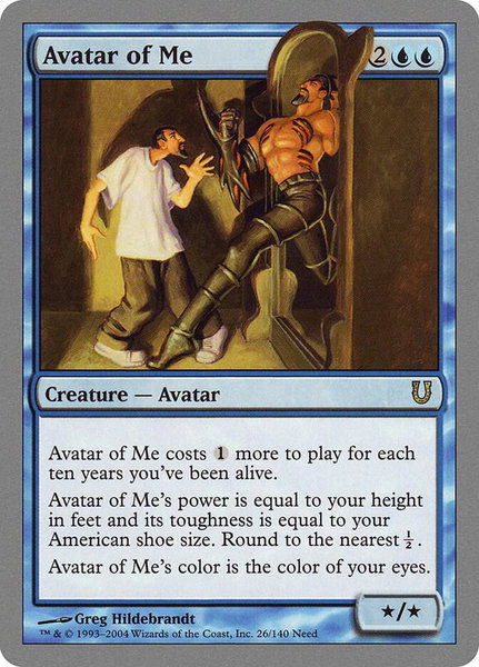 Avatar of Me trading card from Unhinged Avatar of Me - Unhinged Magic: The Gathering trading card