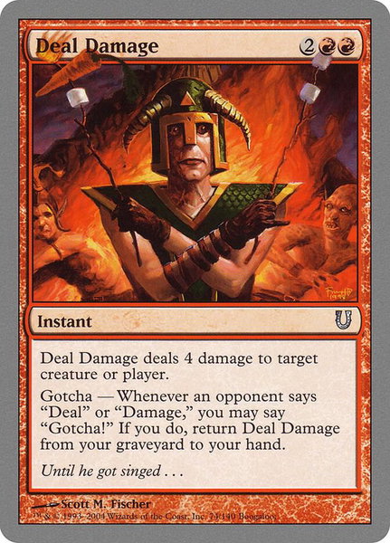 Deal Damage trading card from Unhinged Deal Damage - Unhinged Magic: The Gathering trading card