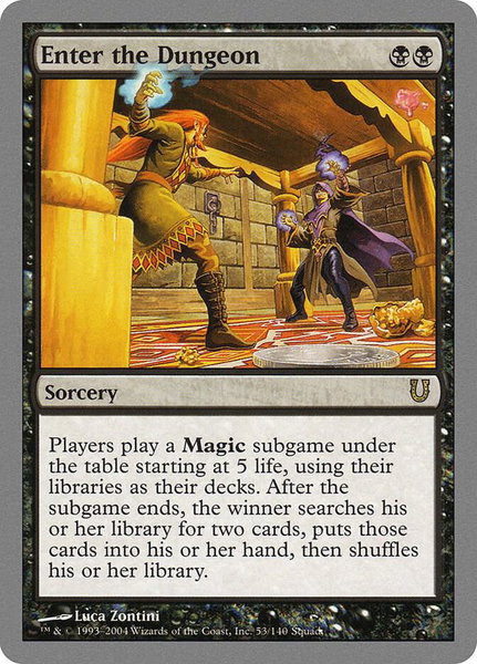 Enter the Dungeon trading card from Unhinged Enter the Dungeon - Unhinged Magic: The Gathering trading card