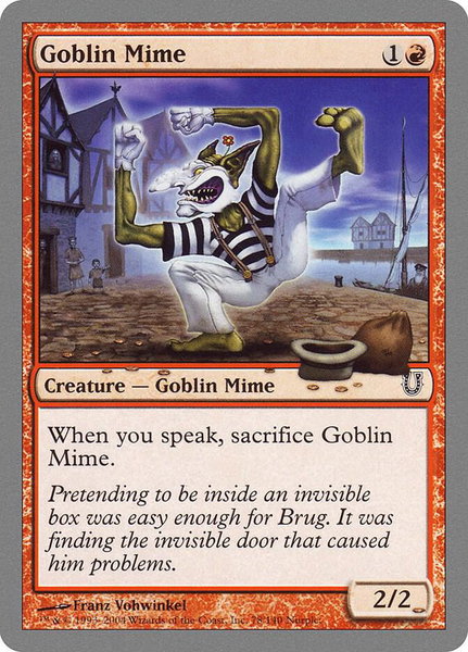 Goblin Mime trading card from Unhinged Goblin Mime - Unhinged Magic: The Gathering trading card