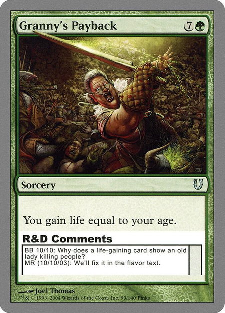 Granny's Payback - Unhinged Magic: The Gathering trading card