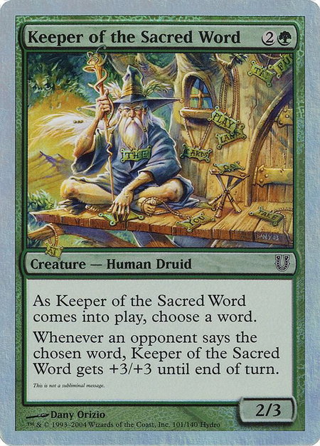 Keeper of the Sacred Word - Unhinged Magic: The Gathering trading card