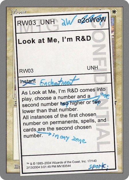 Look at Me, I'm R&D - Unhinged Magic: The Gathering trading card
