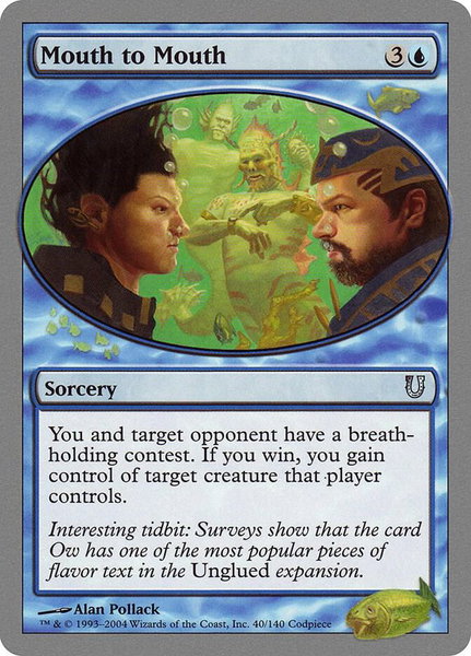 Mouth to Mouth trading card from Unhinged Mouth to Mouth - Unhinged Magic: The Gathering trading card
