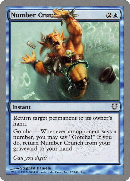 Number Crunch trading card from Unhinged Number Crunch - Unhinged Magic: The Gathering trading card